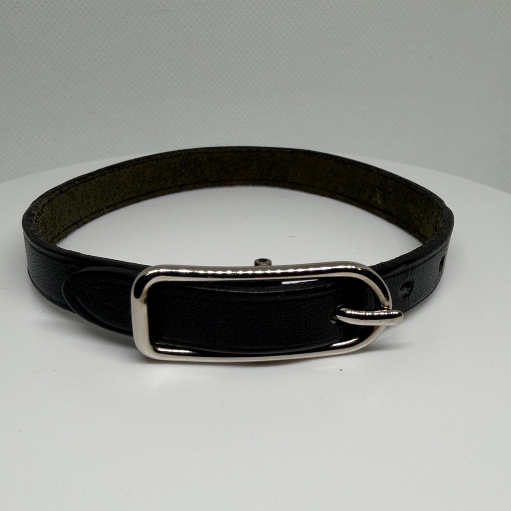 Hermès Bracelet Black Leather with Silver Buckle